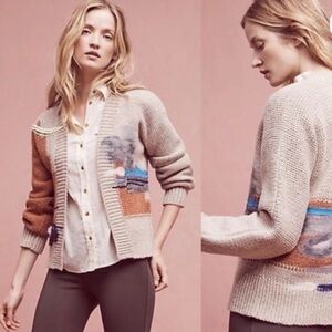 Anthropologie HWR Embellished Wool Cardigan Petunia  Sweater